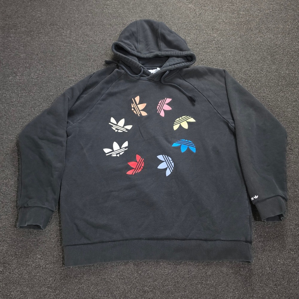 Adidas Hoodie Sweatshirt Mens Large‎ Black Adicolor Shattered Trefoil Circle